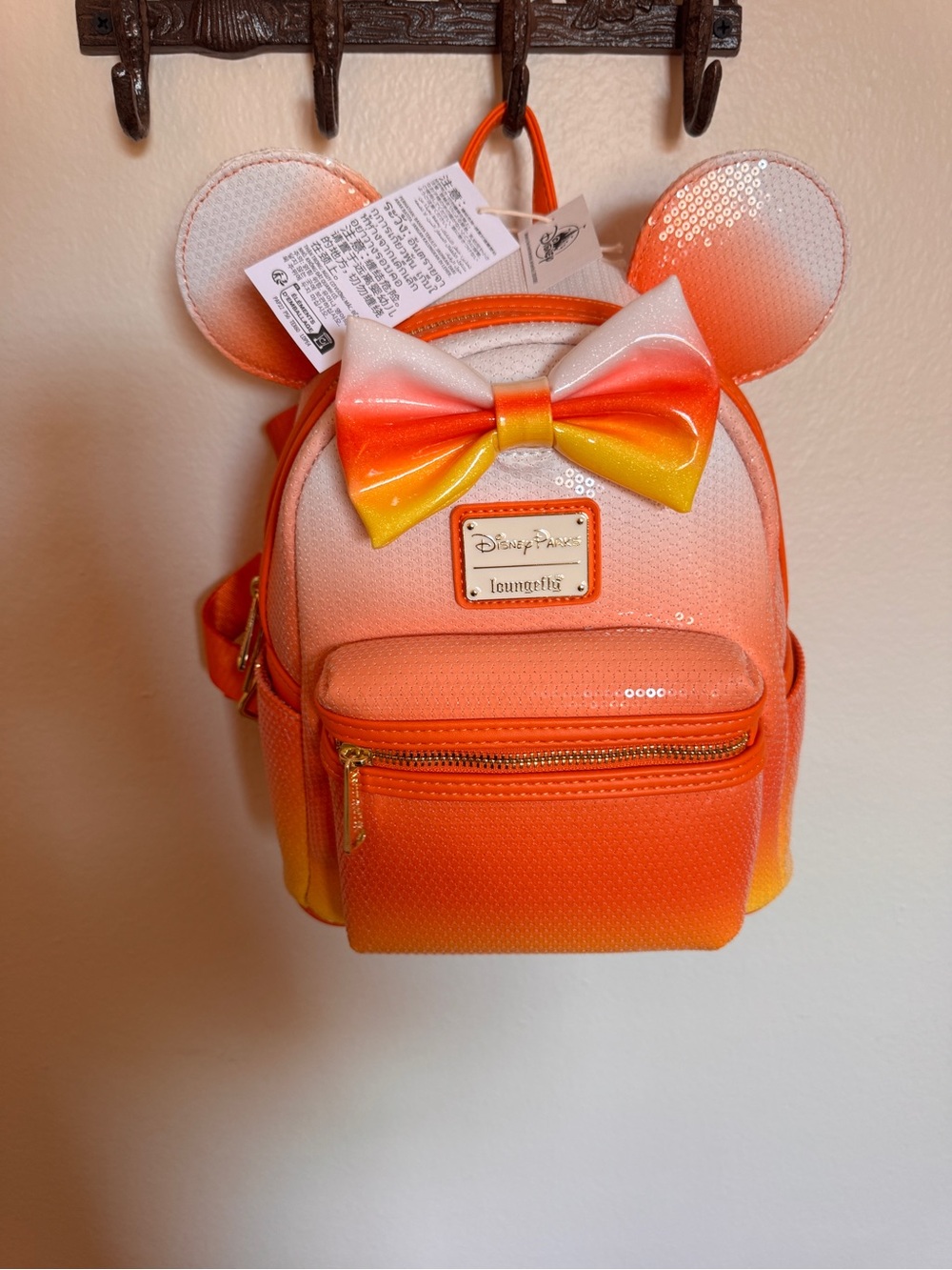 Disney Parks Halloween Fall Loungefly Candy Corn Minnie Mouse Mini Backpack NWT